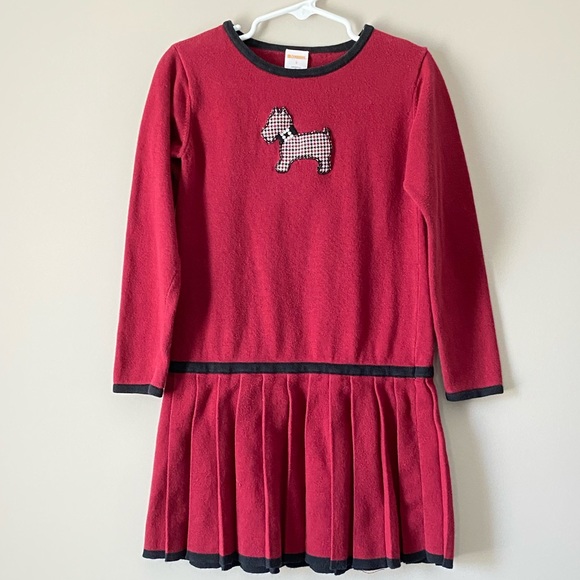 Gymboree Red Drop Waist Dog Accordion Dress